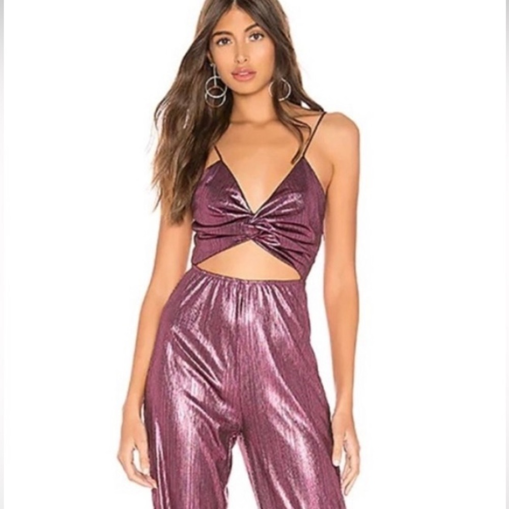 SUPERDOWN Metallic Twist Front Jumpsuit from Revolve. - Picture 6 of 7